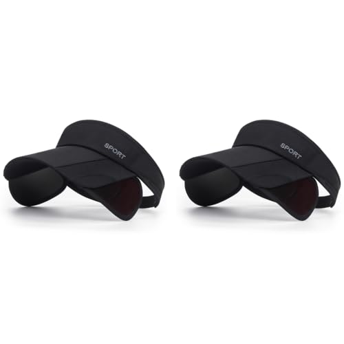 PALAY® Sun Golf Visor Hats for Women Adjustable Retractable Brim Cap Beach Black 2PCS PALAY® Sun Golf Visor Hats for Women Adjustable Retractable Brim Cap Beach Black 2PCS